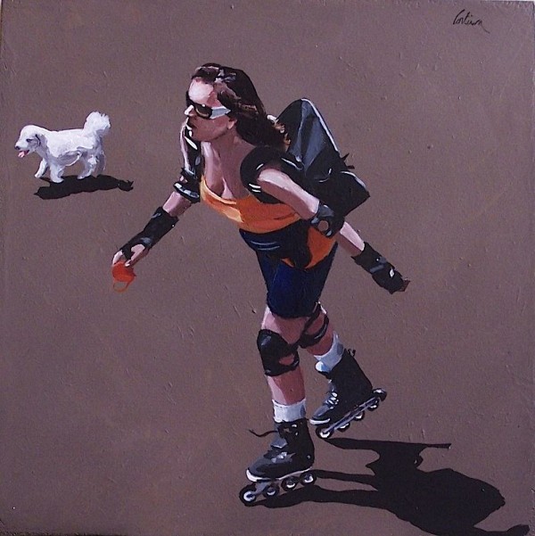 rolleuse au chien blanc..jpg